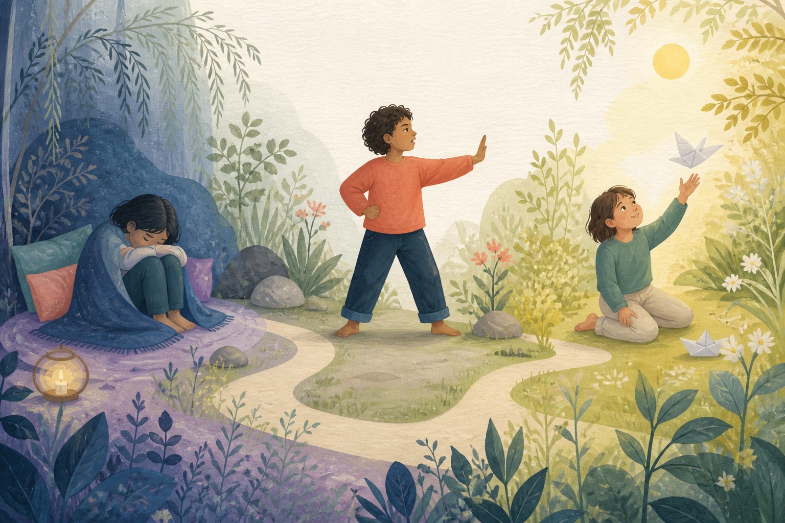 Vulnerable, angry and playful child states linked by one path